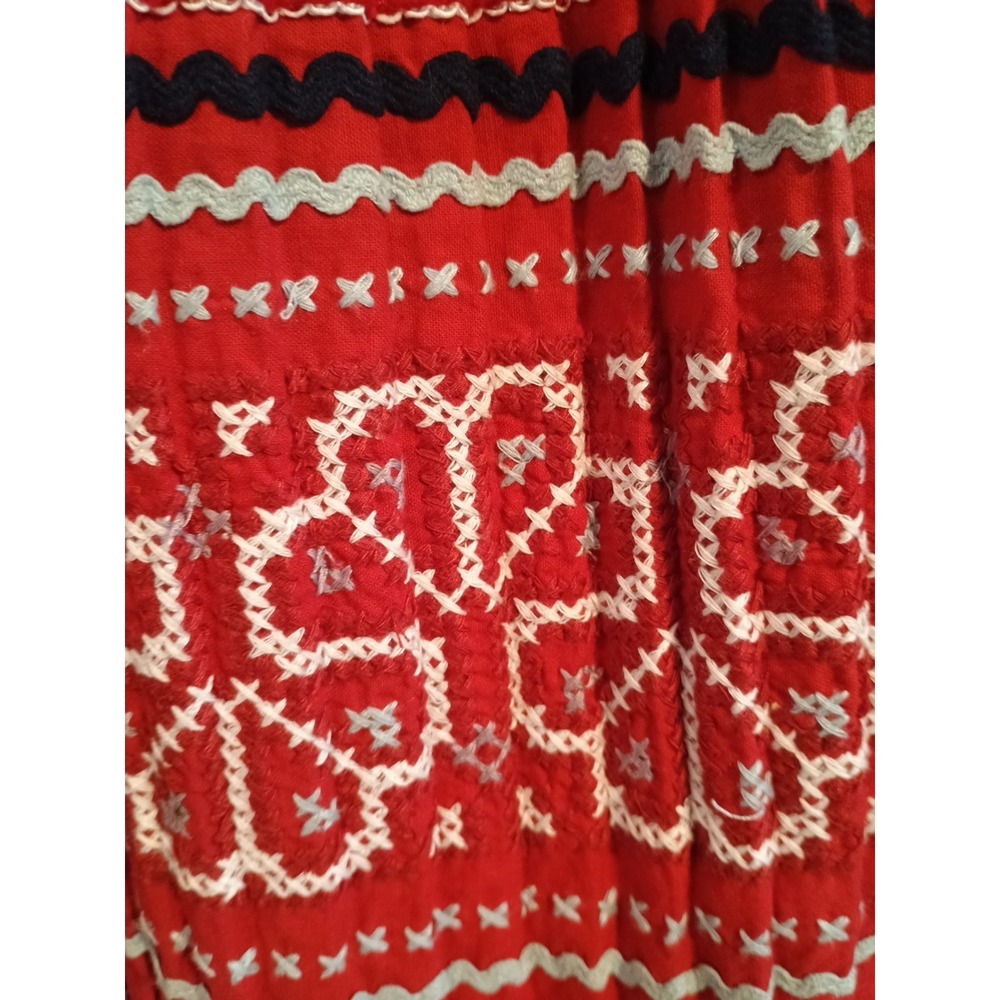 Club Monaco Red/White/Blue Pleated Embroidered Olla Skirt Women's XS - Picture 2 of 6